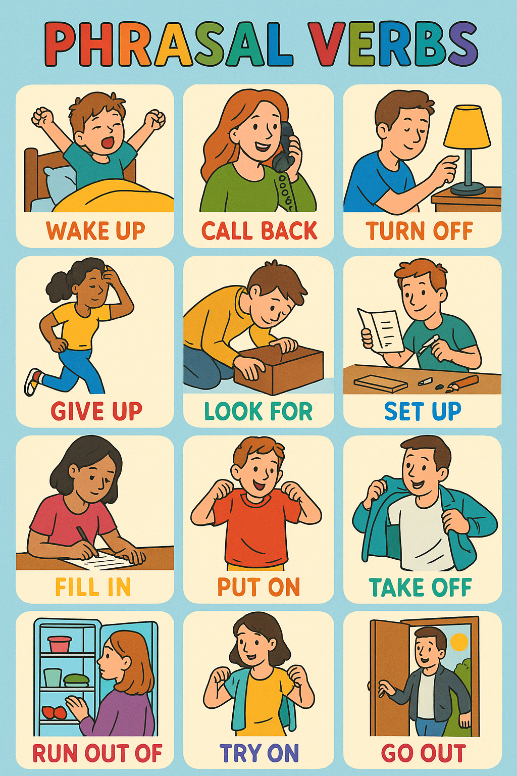 en çok kullanılan phrasal verb listeleri