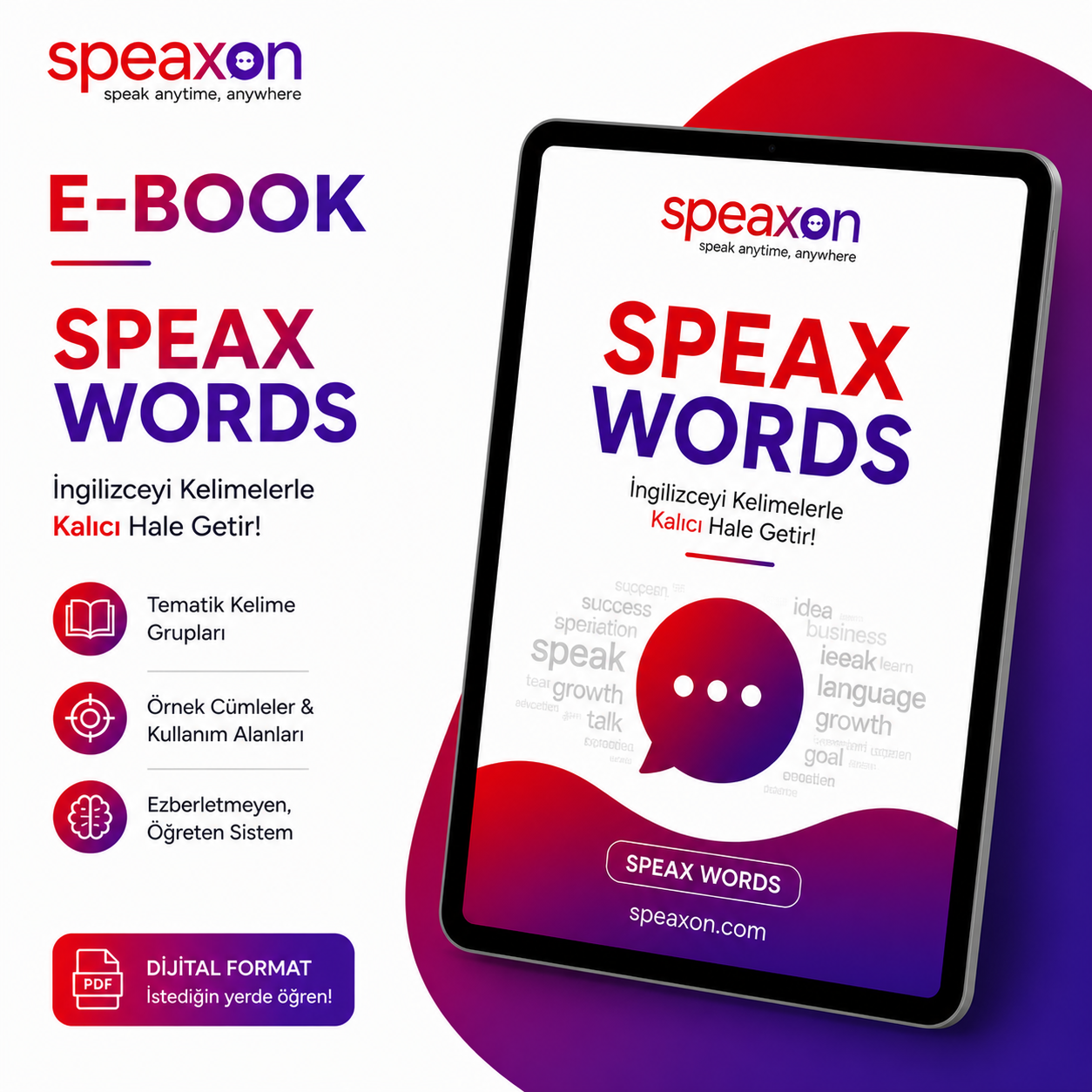 English Speax Words- İngilizce DİJİTAL Kelime Kitabı ( E-BOOK)