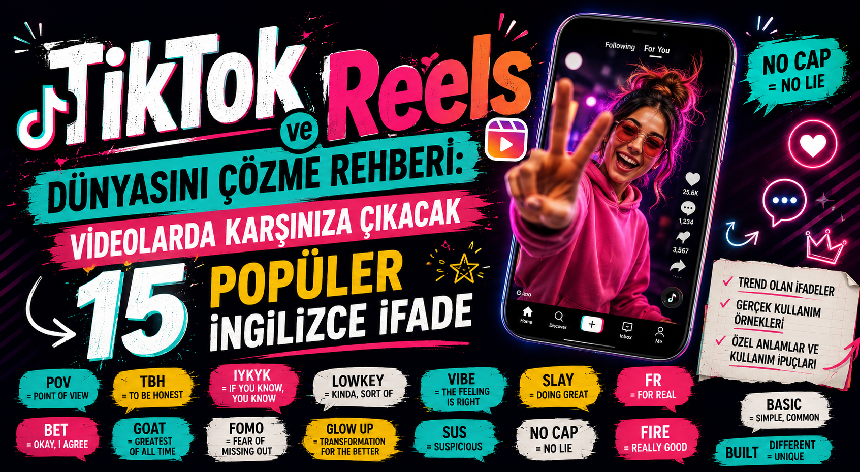 TikTok ve Reels Dünyasını Çözme Rehberi: Videolarda Karşınıza Çıkacak 15 Popüler İngilizce İfade