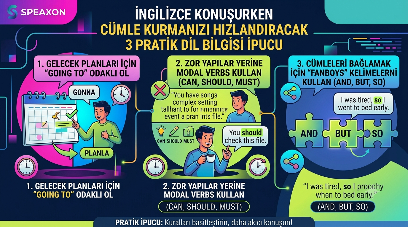 İngilizce Konuşurken Cümle Kurmanızı Hızlandıracak 3 Pratik Dil Bilgisi İpucu